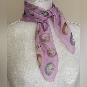 Echo Silk Semi Sheer Vintage Lavender Scarf with Pastel Speckled Birds’ Eggs